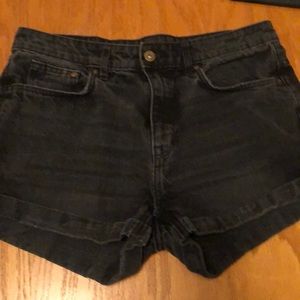 Black denim shorts